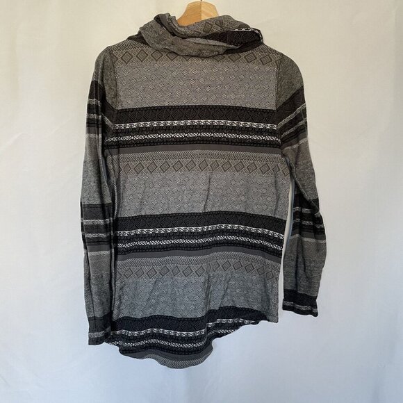 Woolrich Womens Hooded Pullover Sweater With Patterned Stripes gray black casual - Picture 6 of 6